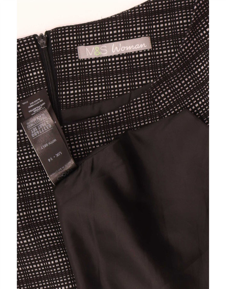 Marks & Spencer Vestido tubo para mujer UK 44 Mediano Poliéster a cuadros negros