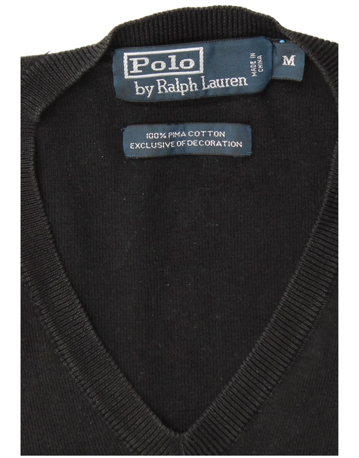 POLO RALPH LAUREN Jersey con cuello en V para hombre Algodón negro mediano