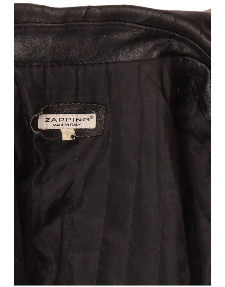 Vintage mujer chaqueta de cuero Reino Unido 10 pequeño cuero negro
