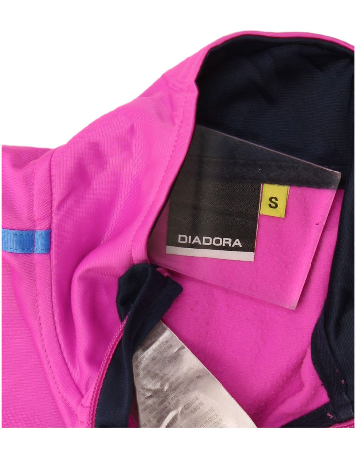 Diadora Chaqueta de chándal para mujer ES 40 Small Rosa Colorblock Poliéster