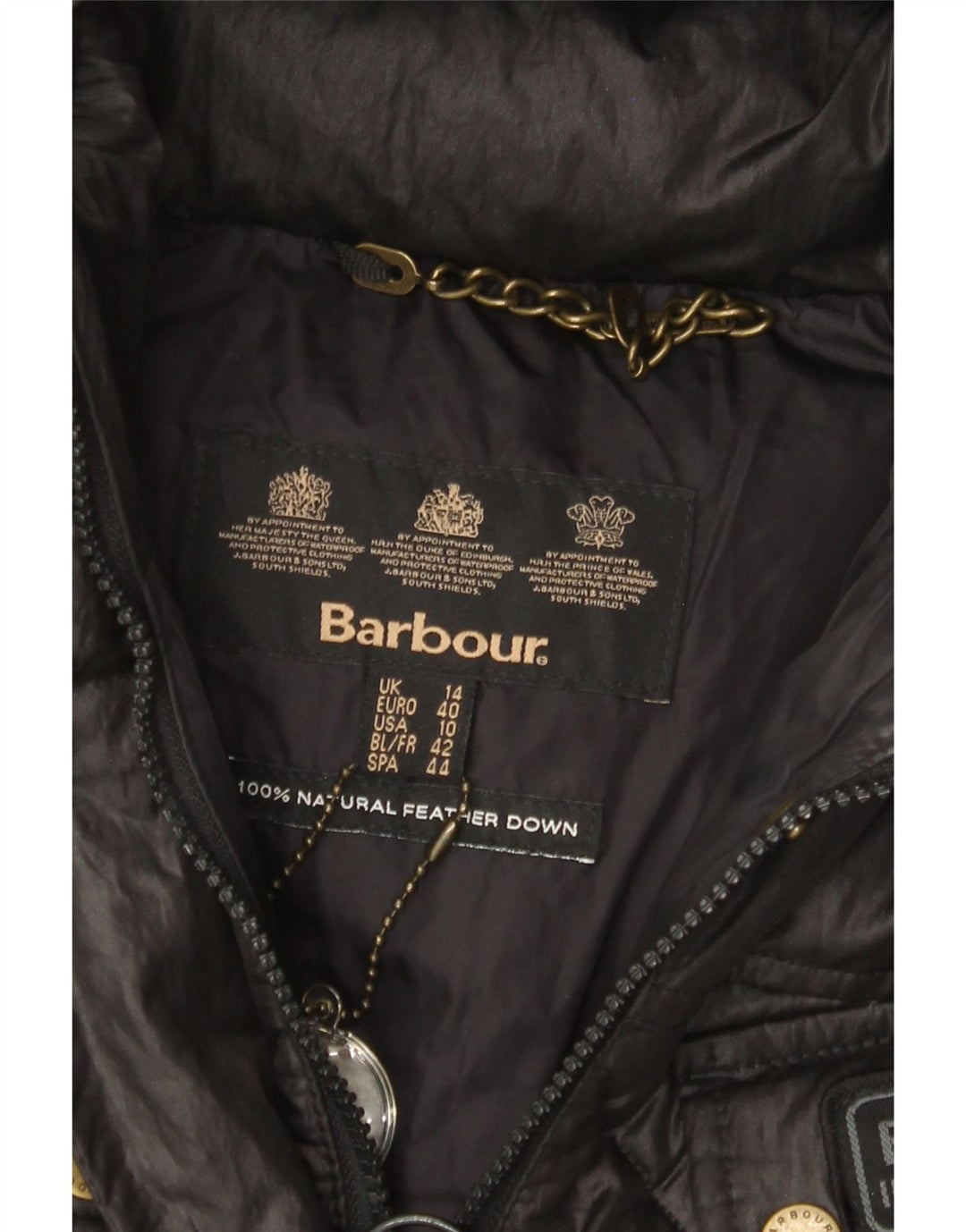 BARBOUR Chaqueta acolchada con capucha para mujer Reino Unido 44 Grande Negro