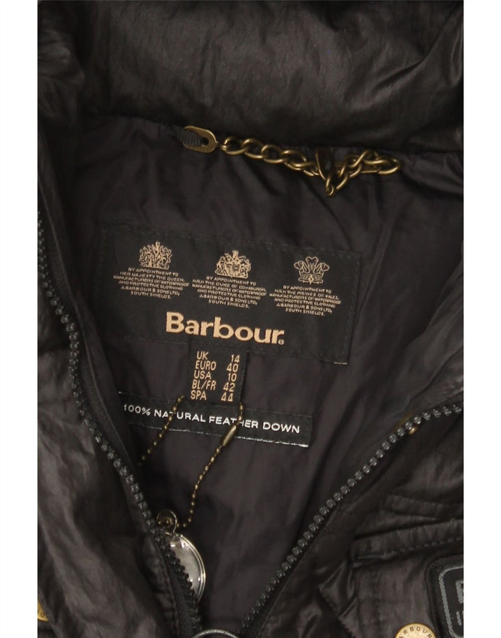 BARBOUR Chaqueta acolchada con capucha para mujer Reino Unido 44 Grande Negro