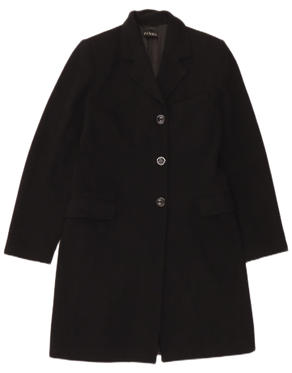 Pinko Mujer Abrigo UK 10 Pequeño Lana Negra