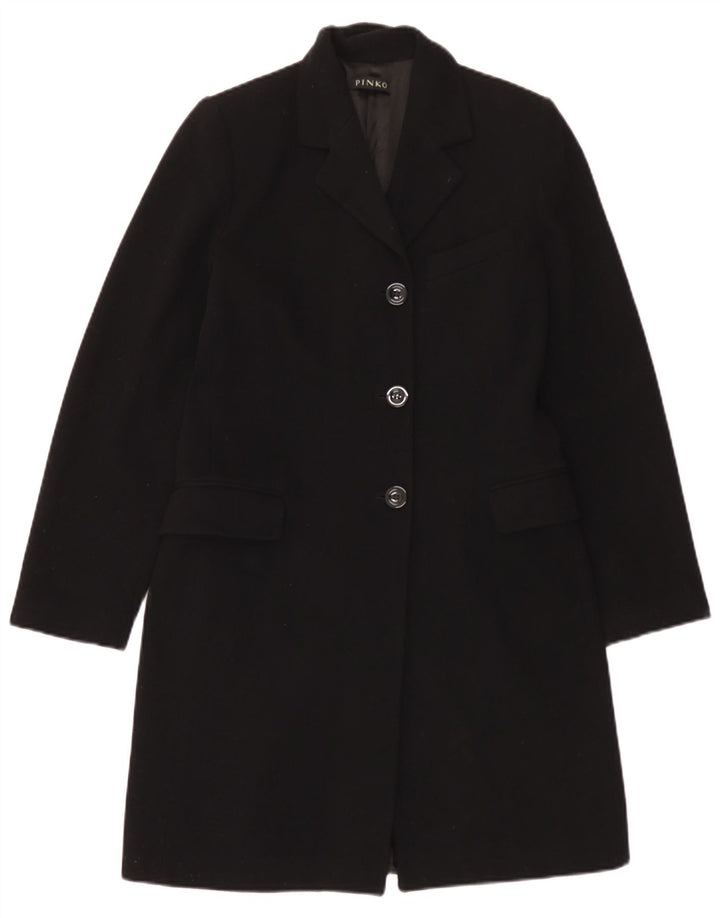 Pinko Mujer Abrigo UK 10 Pequeño Lana Negra