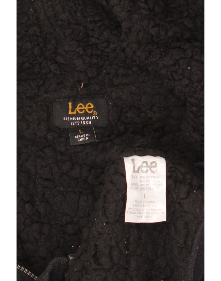 Lee Sudadera con capucha y cremallera para mujer UK 44 Grande Algodón negro