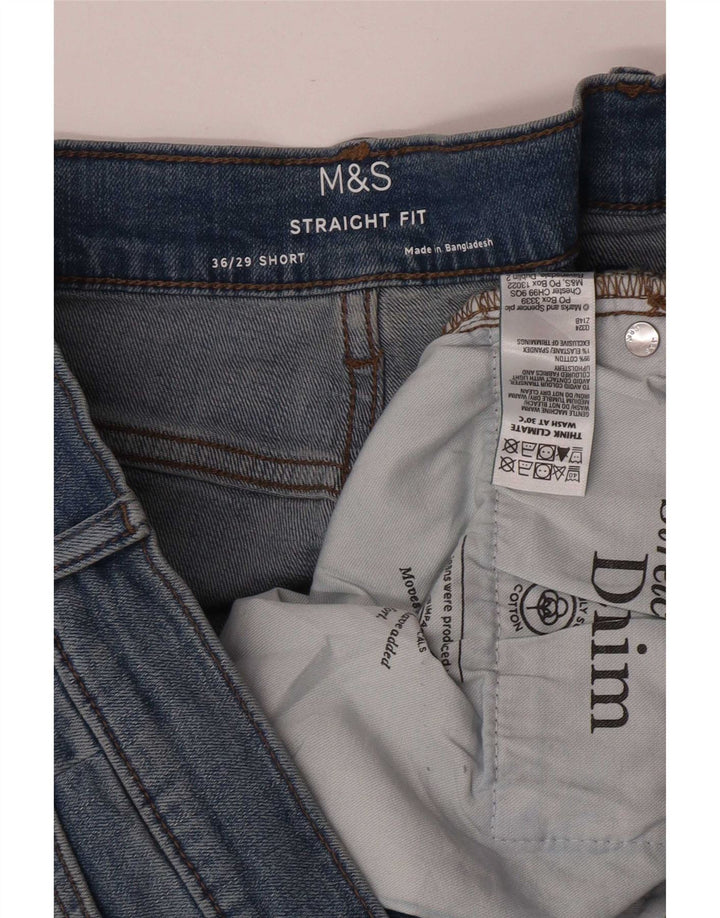 Marks & Spencer Jeans rectos cortos para hombre W36 L29 Algodón azul