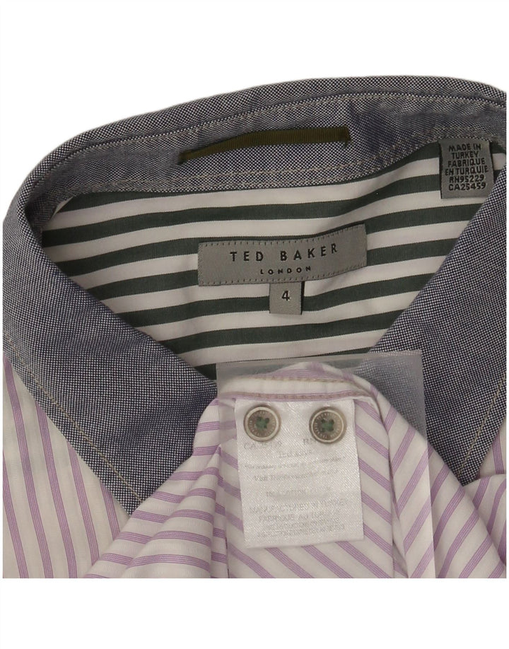 Ted Baker Camisa para hombre Talla 4 Grande Algodón a rayas moradas