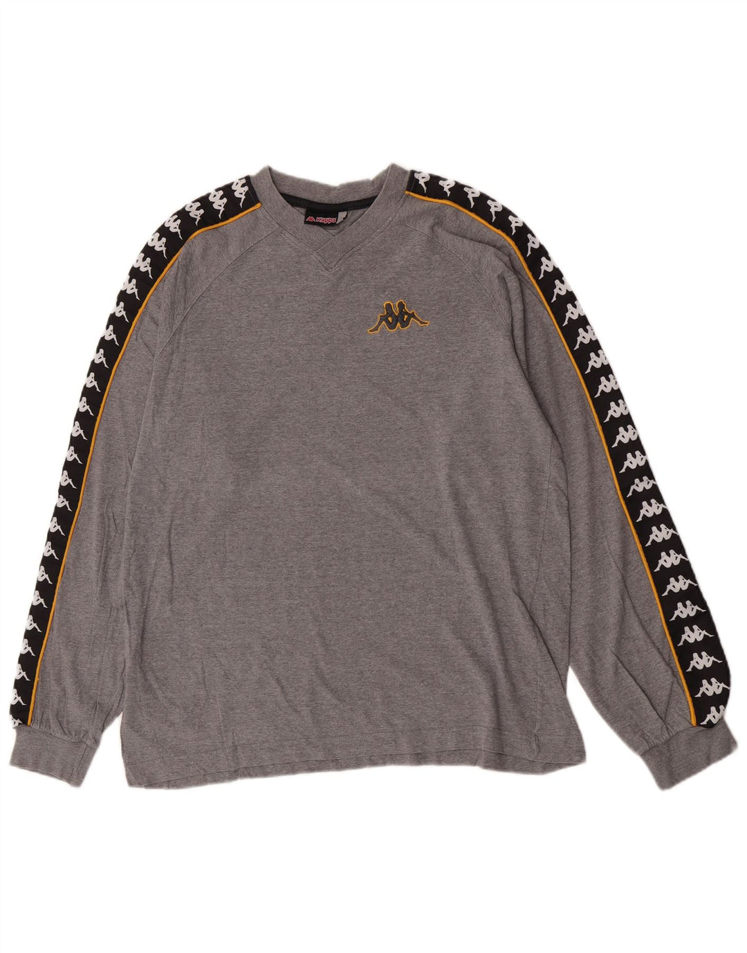 Kappa Hombre Camiseta Gráfica Manga Larga Grande Gris Colorblock Algodón