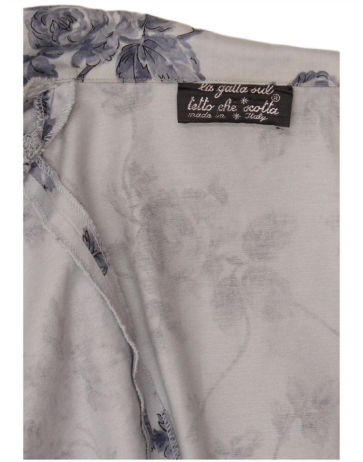 Vintage mujer 1 botón Bolero chaqueta Reino Unido 14 azul medio floral