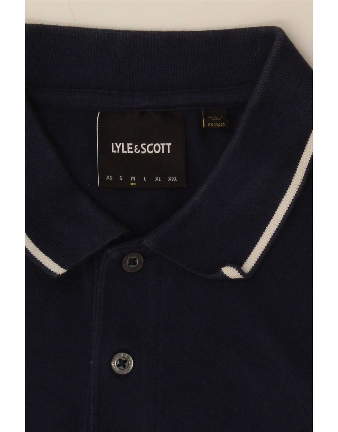 Lyle & Scott Polo para hombre de rayas azul marino mediano