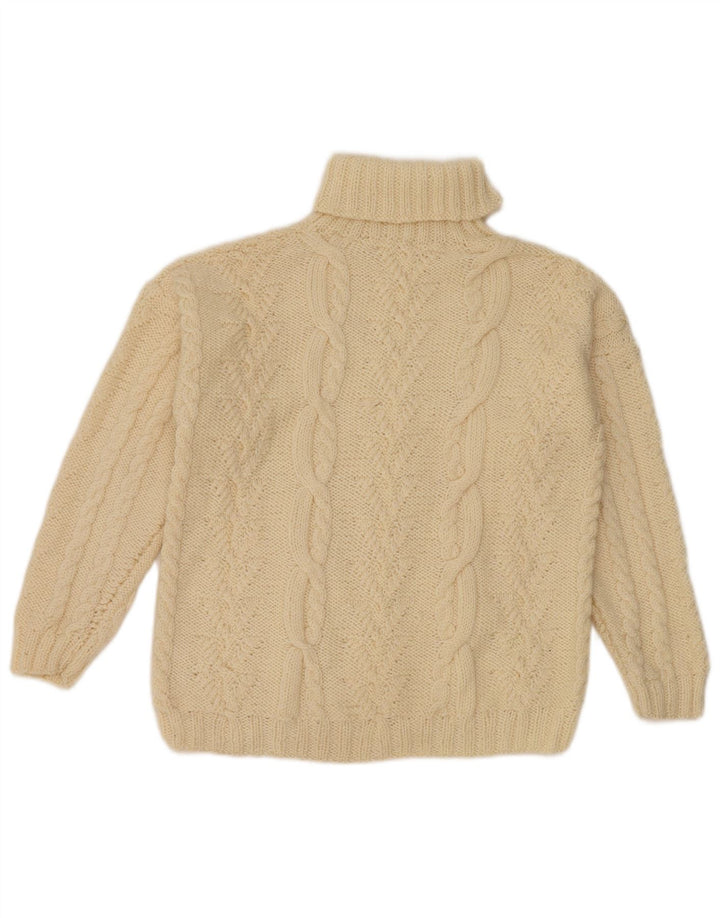 Vintage mujer rollo cuello jersey suéter Reino Unido 12 medio blanco apagado