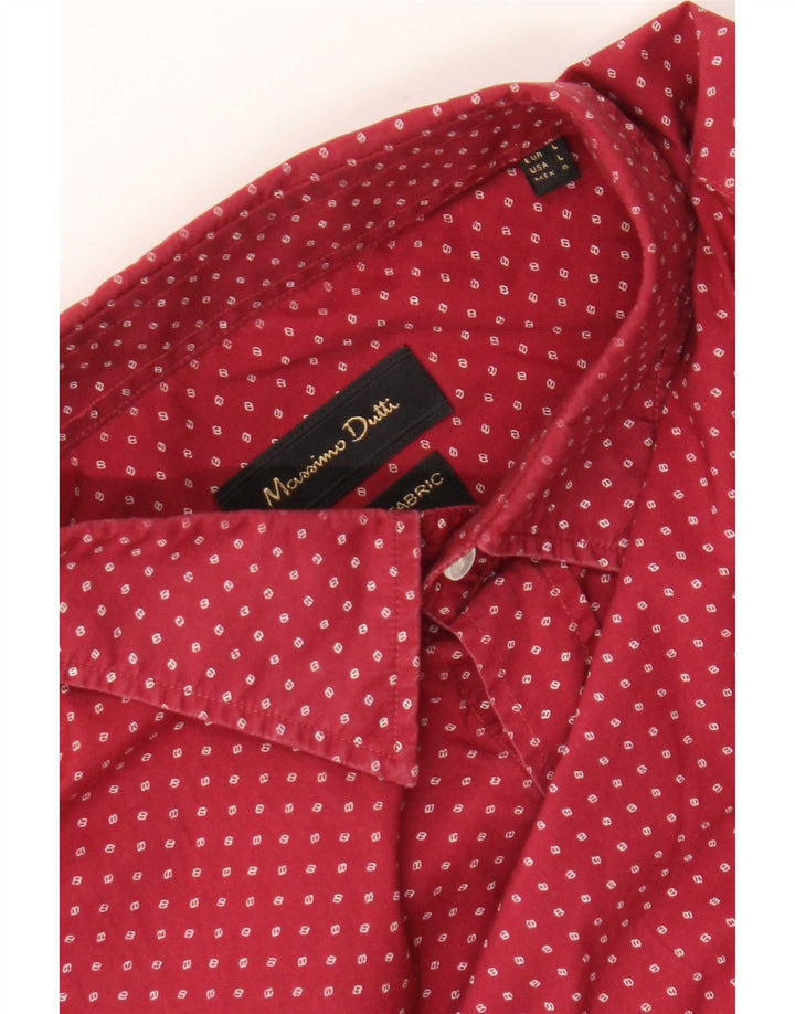Camisa Massimo Dutti Hombre Large Borgoña Manchada