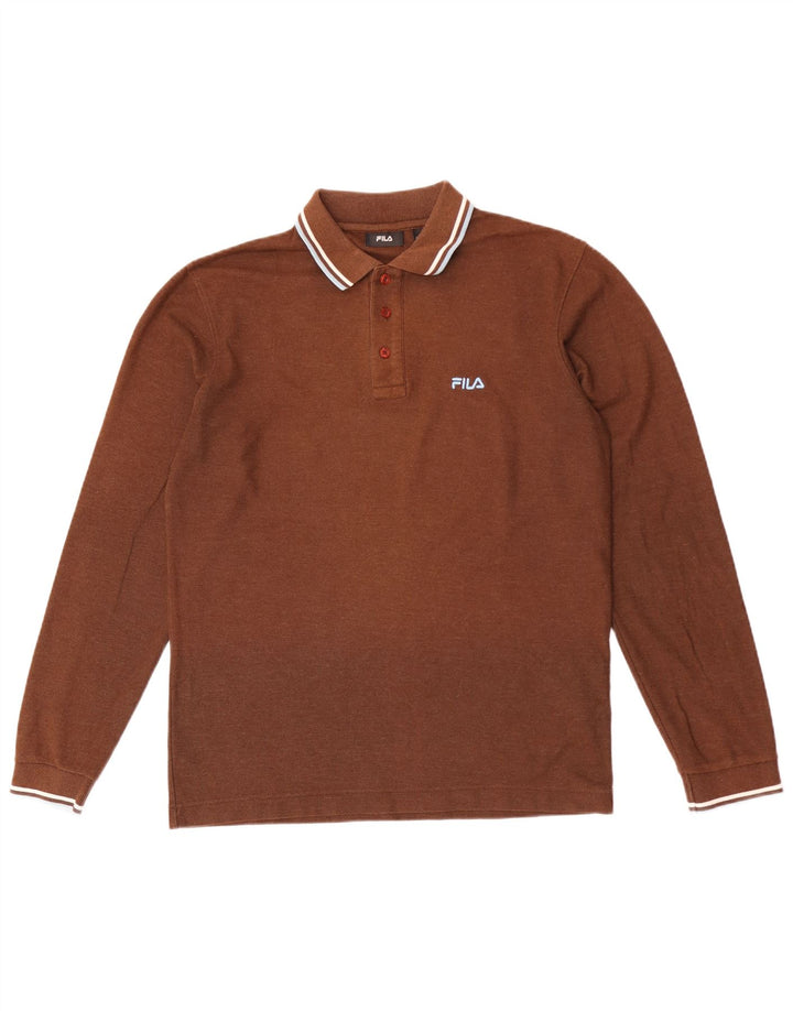 Fila Polo De Manga Larga Para Hombre Algodón Marrón Medio