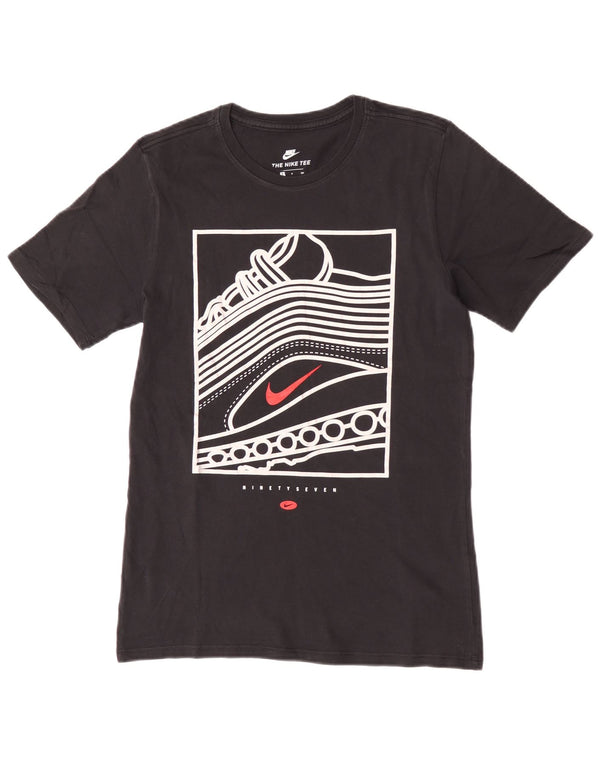 Nike Camiseta gráfica de corte atlético para hombre, talla pequeña, algodón negro