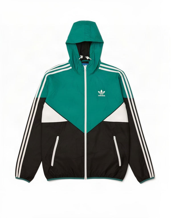 Adidas Chaqueta impermeable con capucha para hombre UK 36 Small Green Colourblock Poliéster