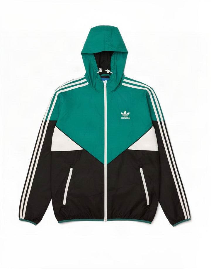 Adidas Chaqueta impermeable con capucha para hombre UK 36 Small Green Colourblock Poliéster