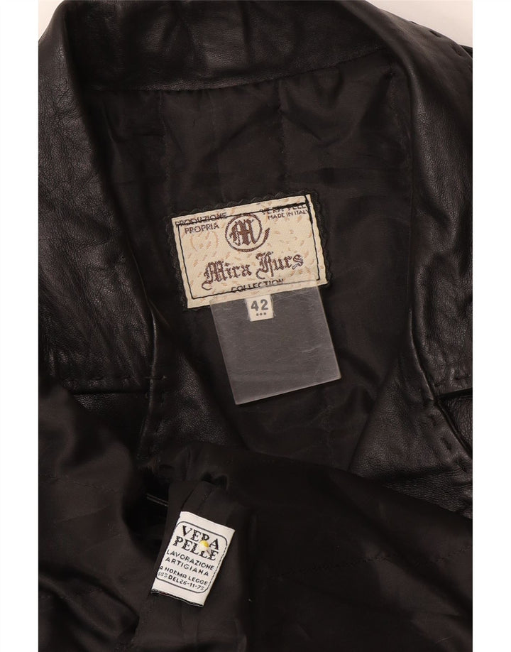Mira Furs Abrigo de cuero para mujer IT 42 Cuero negro mediano