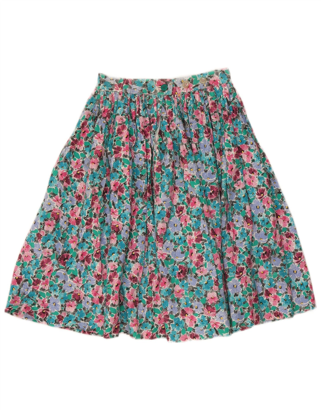 Falda acampanada vintage para mujer W30 mediana multicolor floral