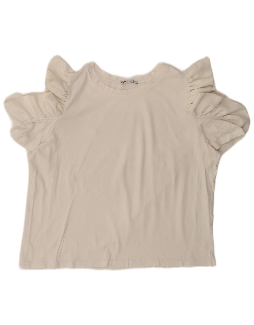 Zara Mujer Blusa Corta Top Reino Unido 46 Grande Blanco