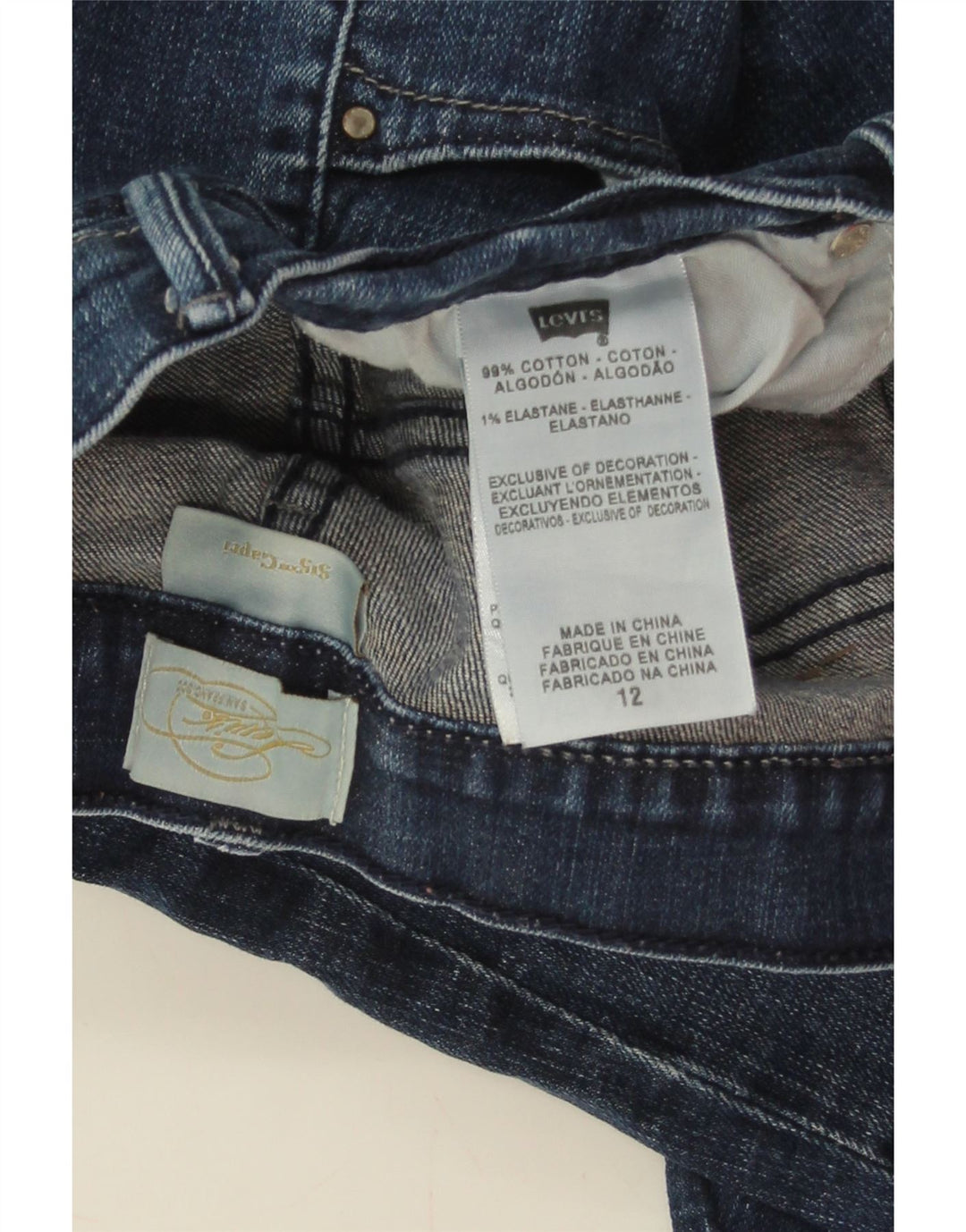 LEVI'S Capri Jeans para mujer US 12 Grande W32 L19 Algodón azul marino