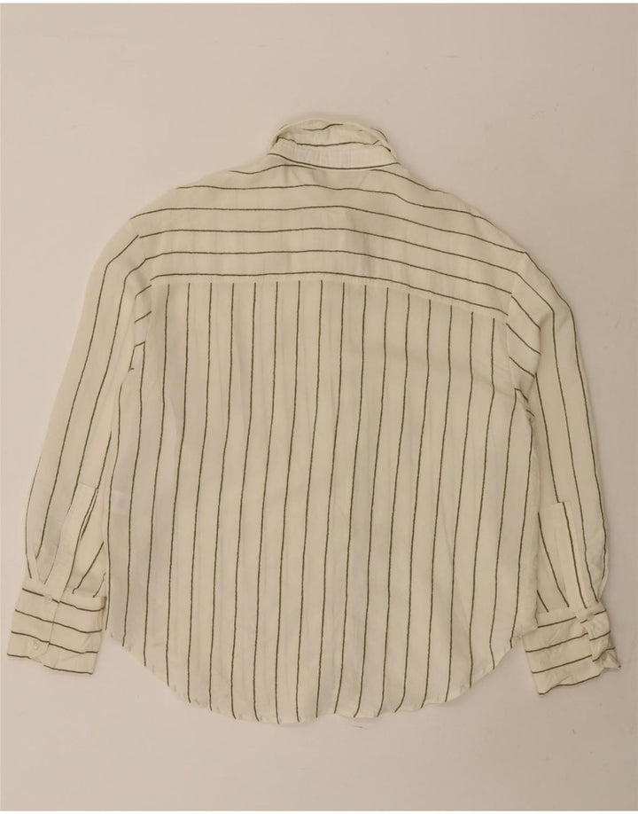 ZARA Camisa Extragrande Mujer UK 10 Small Modal Rayas Blancas