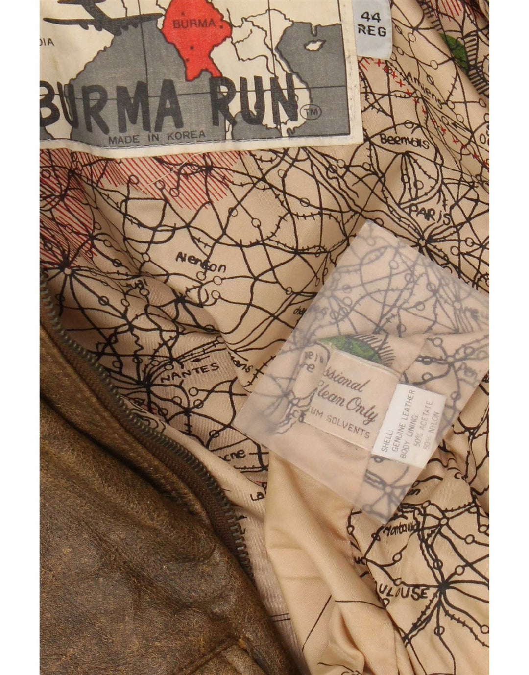 Chaqueta de cuero militar vintage para hombre IT 44 XS Marrón