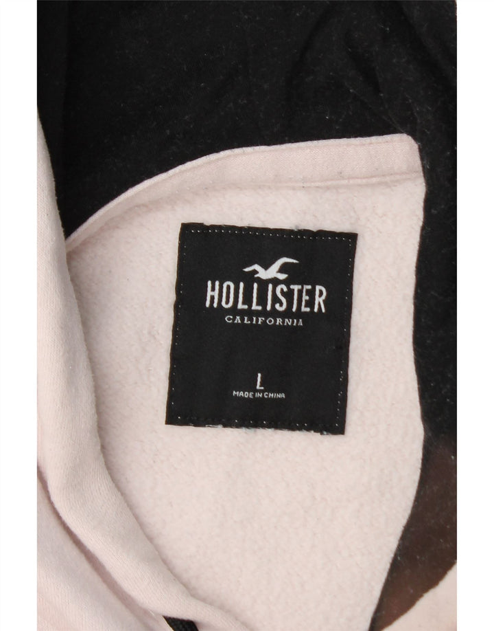 HOLLISTER Jersey con capucha gráfica para hombre, talla grande, algodón blanco con bloques de color