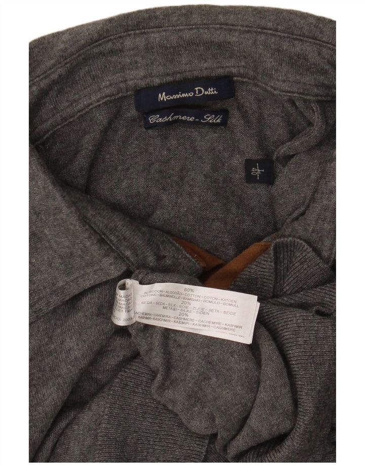 MASSIMO DUTTI Jersey tipo polo con cuello tipo polo para hombre Large Gris Algodón