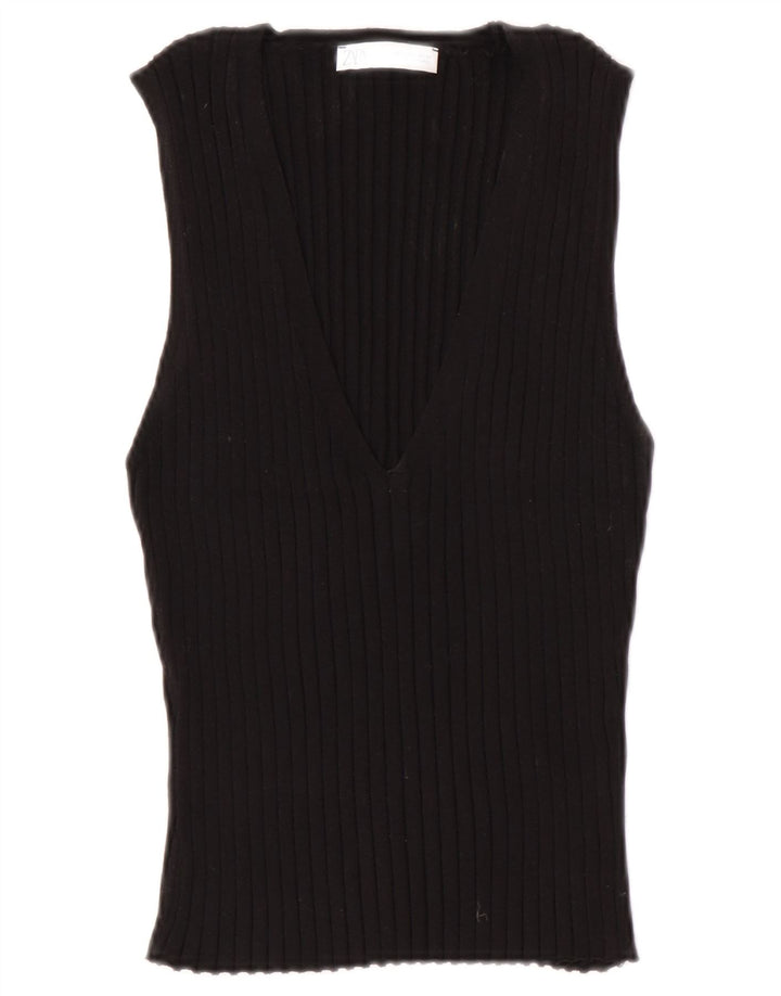 Zara - Camiseta sin mangas para mujer, talla 40, talla grande, color negro
