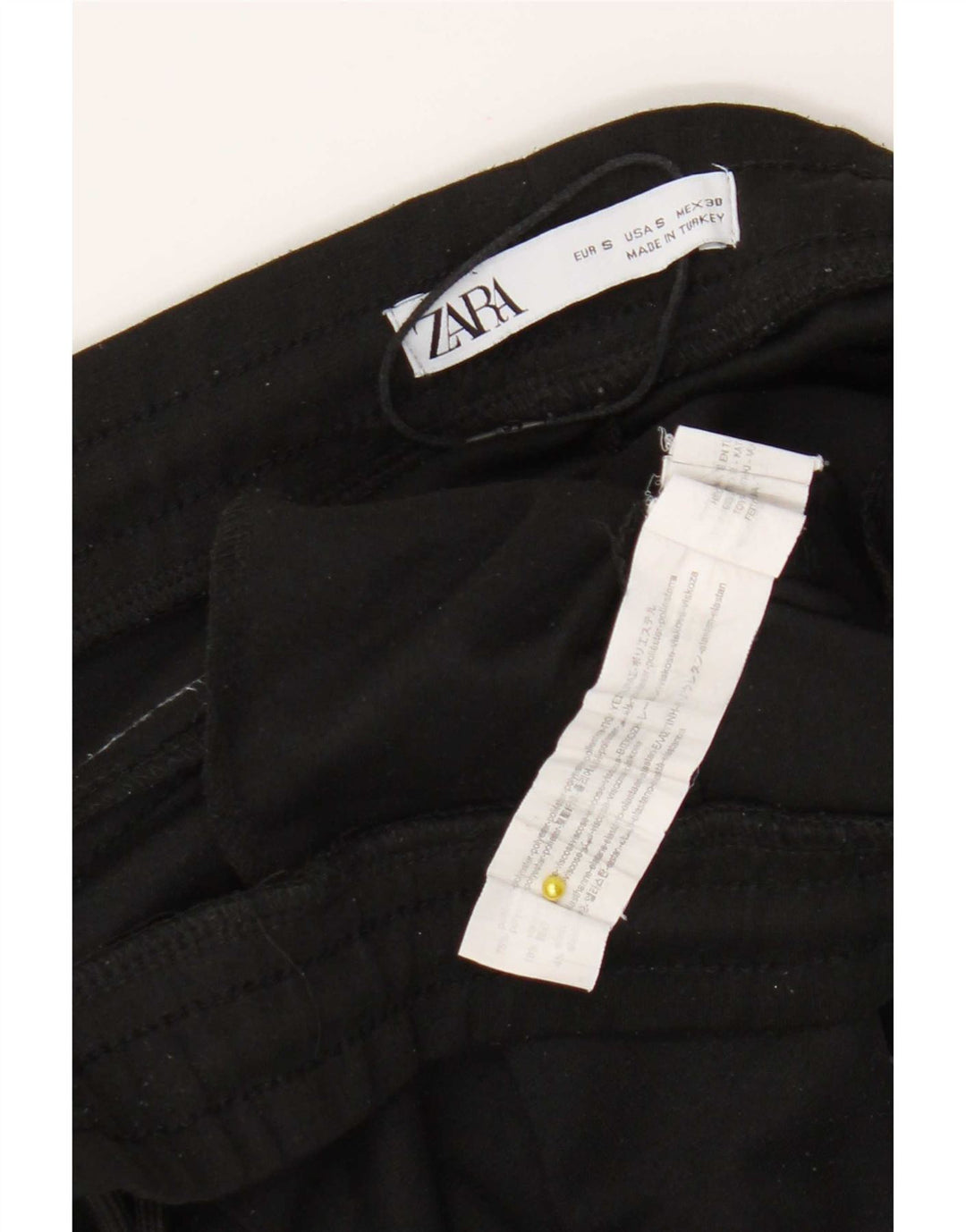 Zara Hombre Crop Chándal Pantalones Joggers Small Negro Poliéster