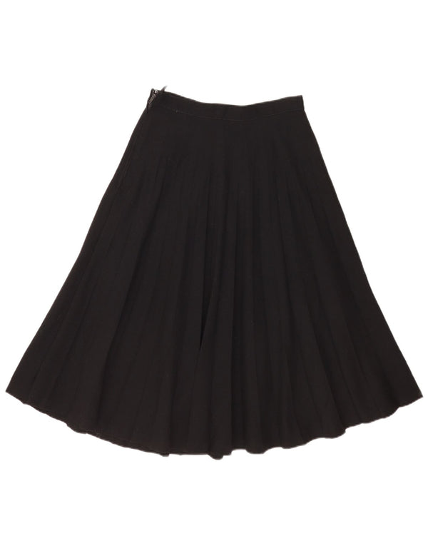 Vintage mujer falda plisada pequeña W26 lana negra