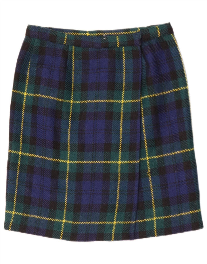 Falda cruzada vintage para mujer W26 Pequeño cheque multicolor