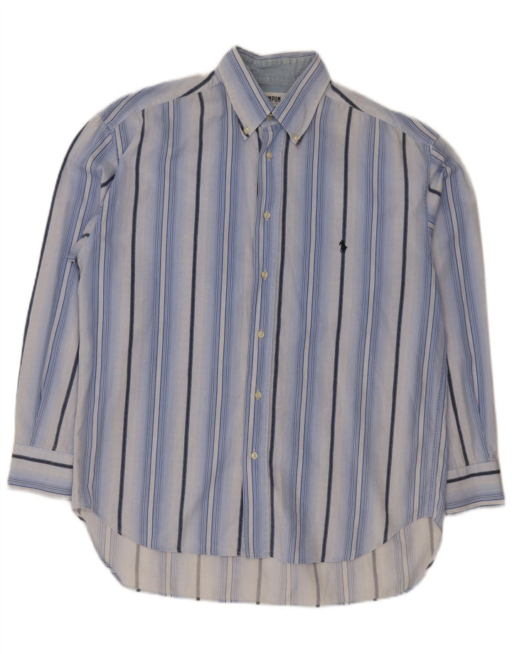 Wampum Camisa De Hombre Grande De Algodón A Rayas Azul