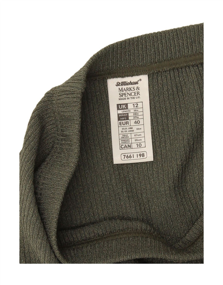 Marks & Spencer Falda midi de punto para mujer UK 12 Medium W28 Caqui Poliéster