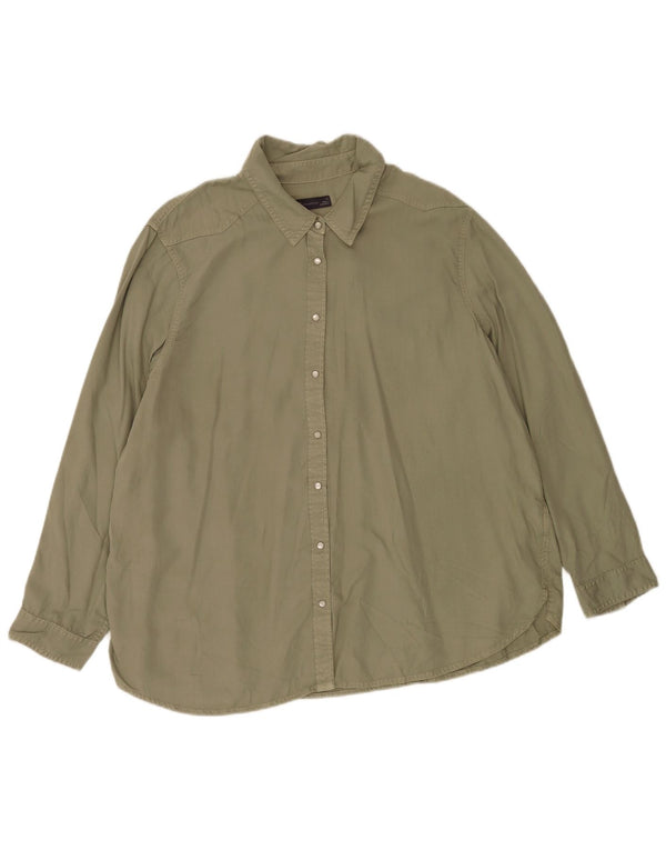 Camisa Marks & Spencer Mujer UK 22 3XL Caqui Lyocell