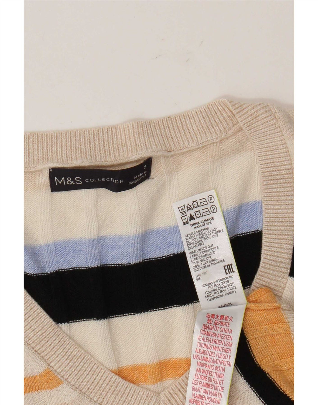 Marks & Spencer - Camiseta sin mangas para mujer, talla 40, talla pequeña, multicolor, a rayas