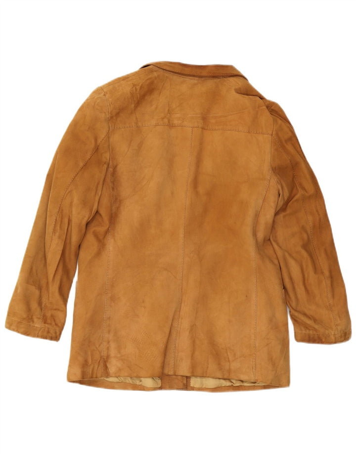 Vintage mujer 2 botones ante Blazer chaqueta Reino Unido 12 marrón medio