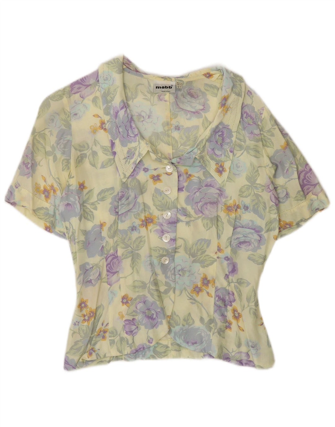 mabb Blusa de Manga Corta para Mujer UK 40 Mediana Multicolor Floral