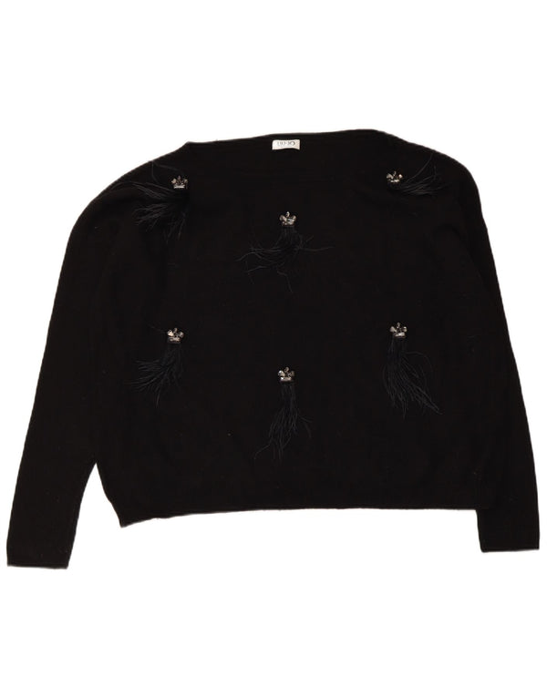 Liu Jo - Jersey corto con cuello barco para mujer, talla M, color negro