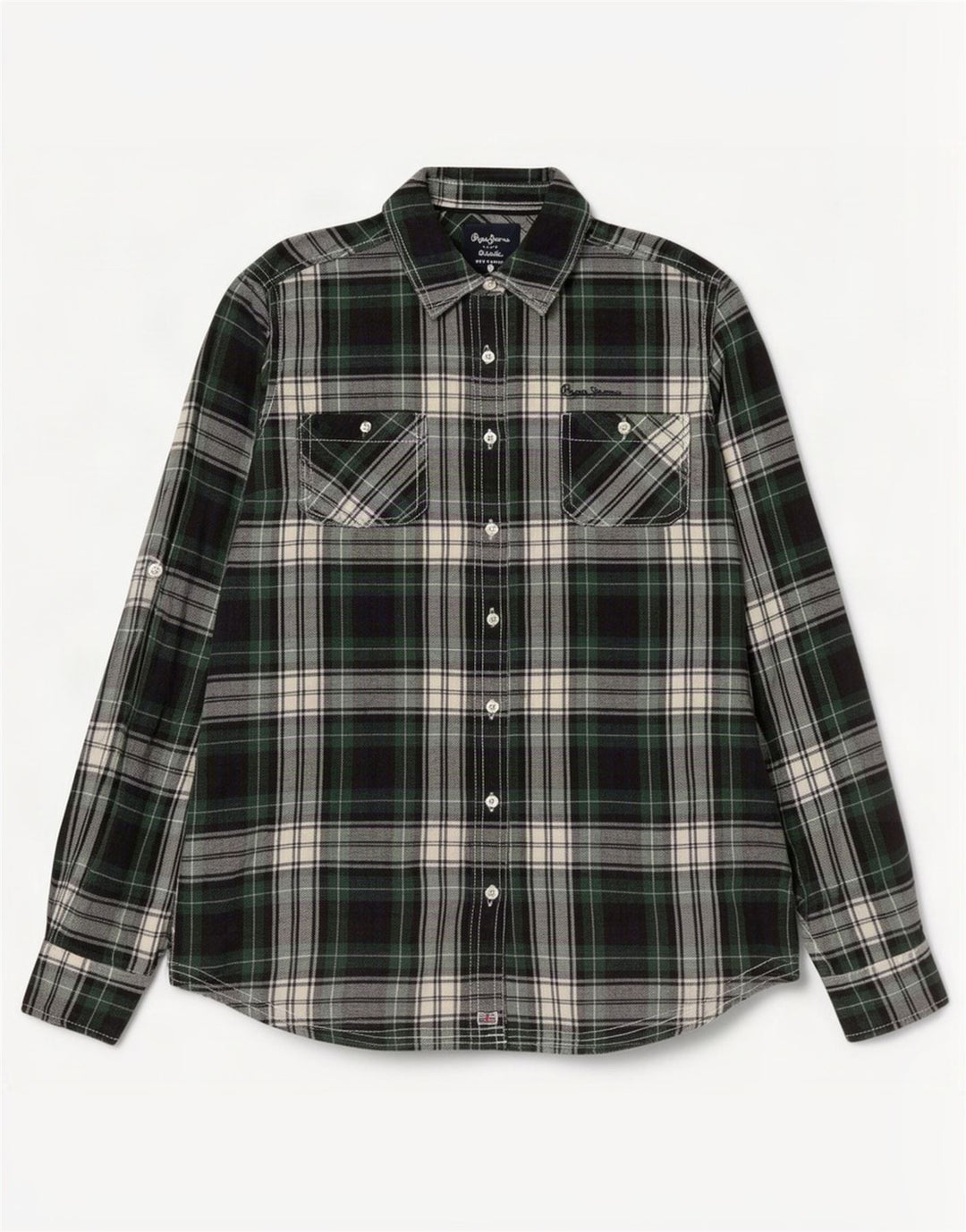 PEPE Jeans Camisa de franela para mujer UK 44 Algodón a cuadros verde medio