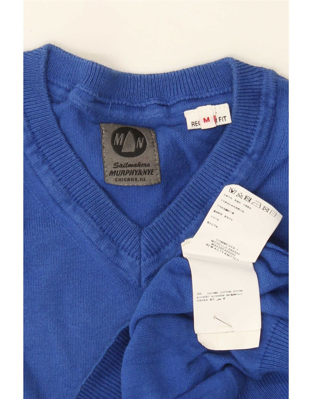Murphy & Nye Jersey Regular Fit con Cuello En V para Hombre Algodón Azul Medio