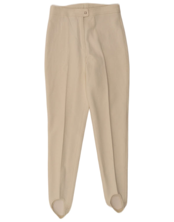 Sergio Tacchini Pantalones de traje ajustados con estribo para mujer UK 14 Large W28 L30 Blanco