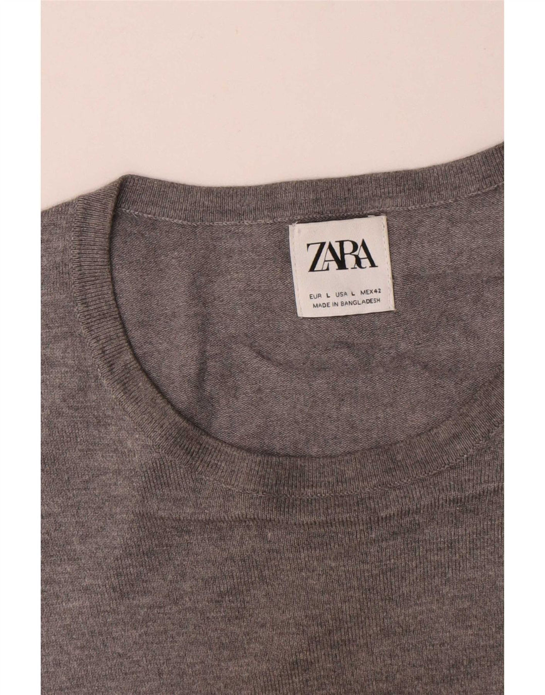 Zara Hombre Jersey De Cuello Redondo Jersey Grande Gris