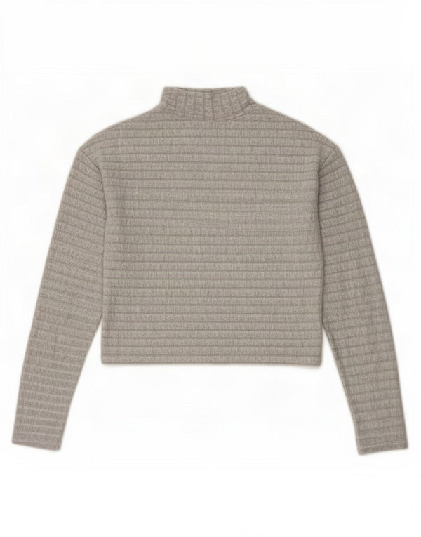 Topshop Top corto para mujer de manga larga UK 8 Small gris a rayas