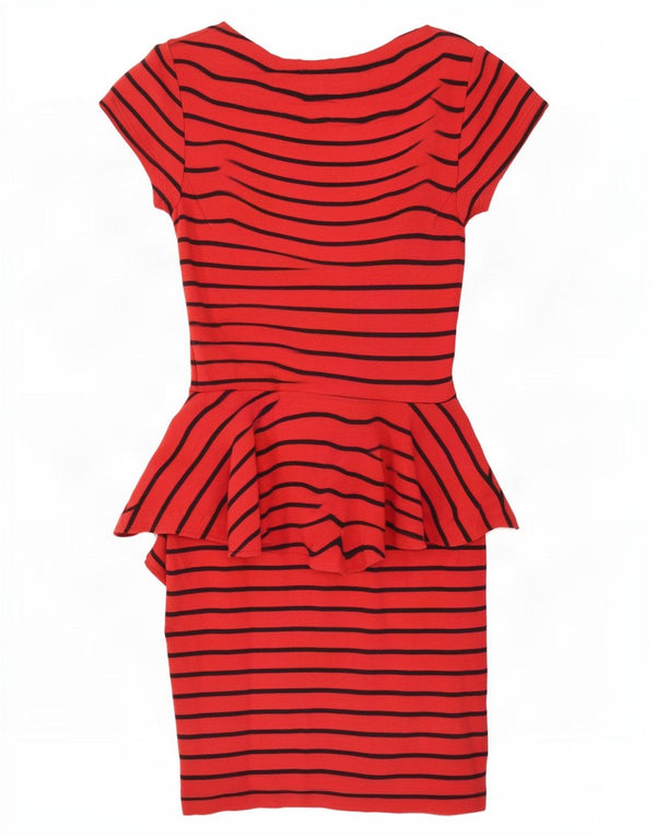 Topshop Vestido Peplum para Mujer UK 8 Pequeño Algodón A Rayas Rojas