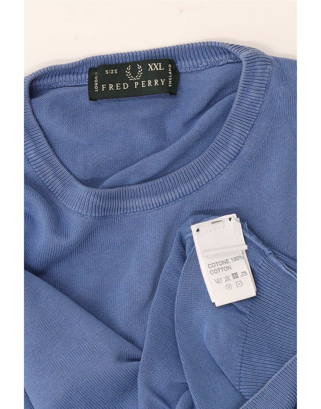 Fred Perry Jersey De Cuello Redondo Para Hombre 2XL Algodón Azul