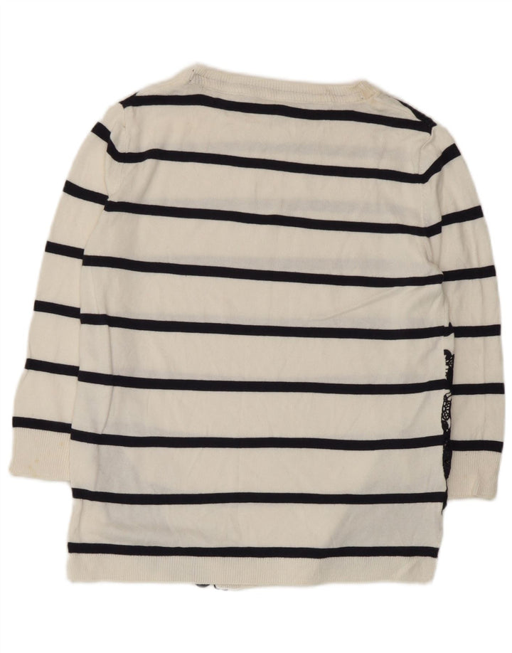 Marks & Spencer Top para mujer manga 3/4 UK 8 Pequeño algodón a rayas blancas