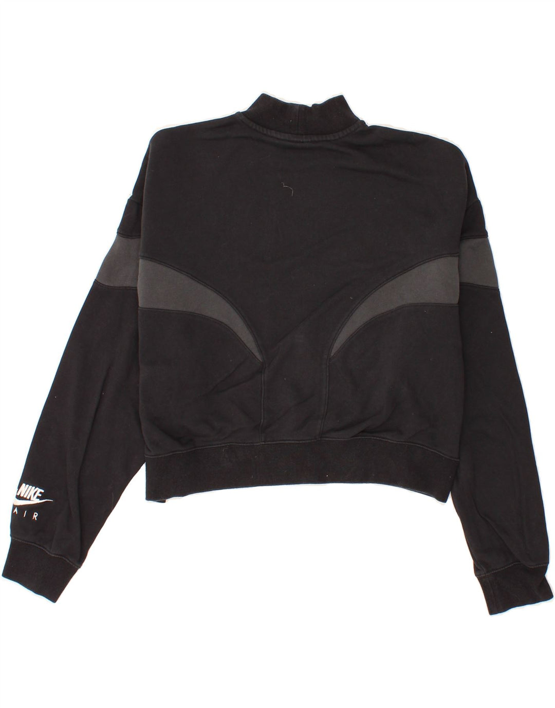 NIKE Womens Graphic Crop Sweatshirt Jumper UK 14 Medium Black Cotton Vintage Nike and Second-Hand Nike from Messina Hembry 
