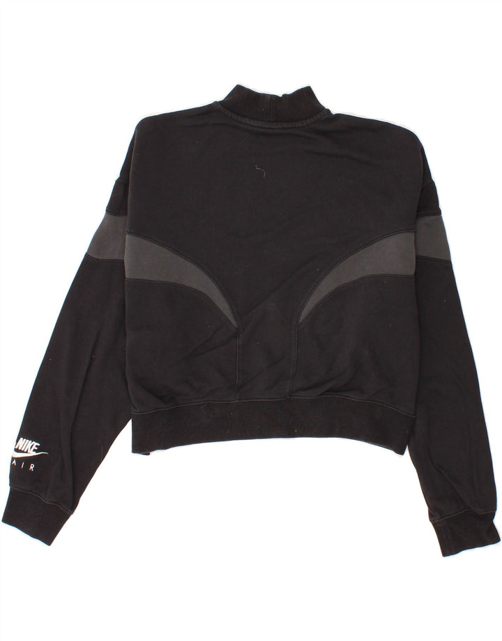 NIKE Womens Graphic Crop Sweatshirt Jumper UK 14 Medium Black Cotton Vintage Nike and Second-Hand Nike from Messina Hembry 