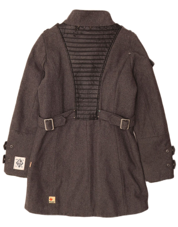KHUJO Abrigo militar para mujer UK 40 Lana gris grande